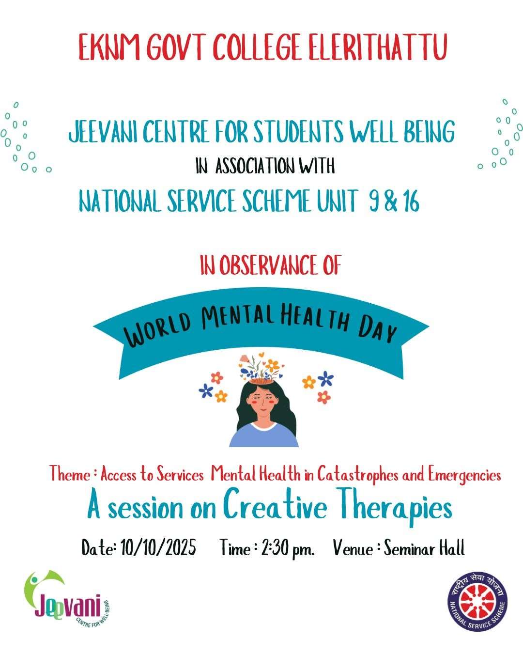 Observation of World Mental Health Day- creative  therapy Session