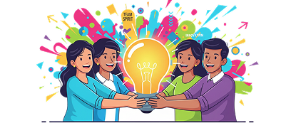 Youth collaborating on an idea