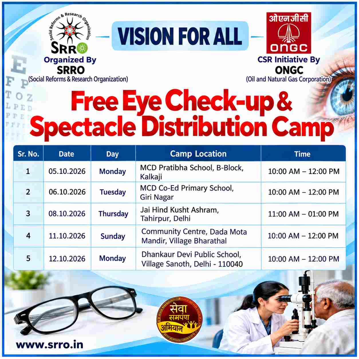 Vision For All: Free Eye Check-up and Spectacle Distribution Camp